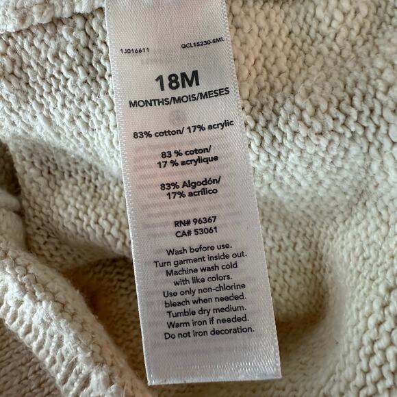 Baby B'Gosh Infant Girls Long Sleeve Cream Button Front Cardigan Sweater 18M - Picture 6 of 6